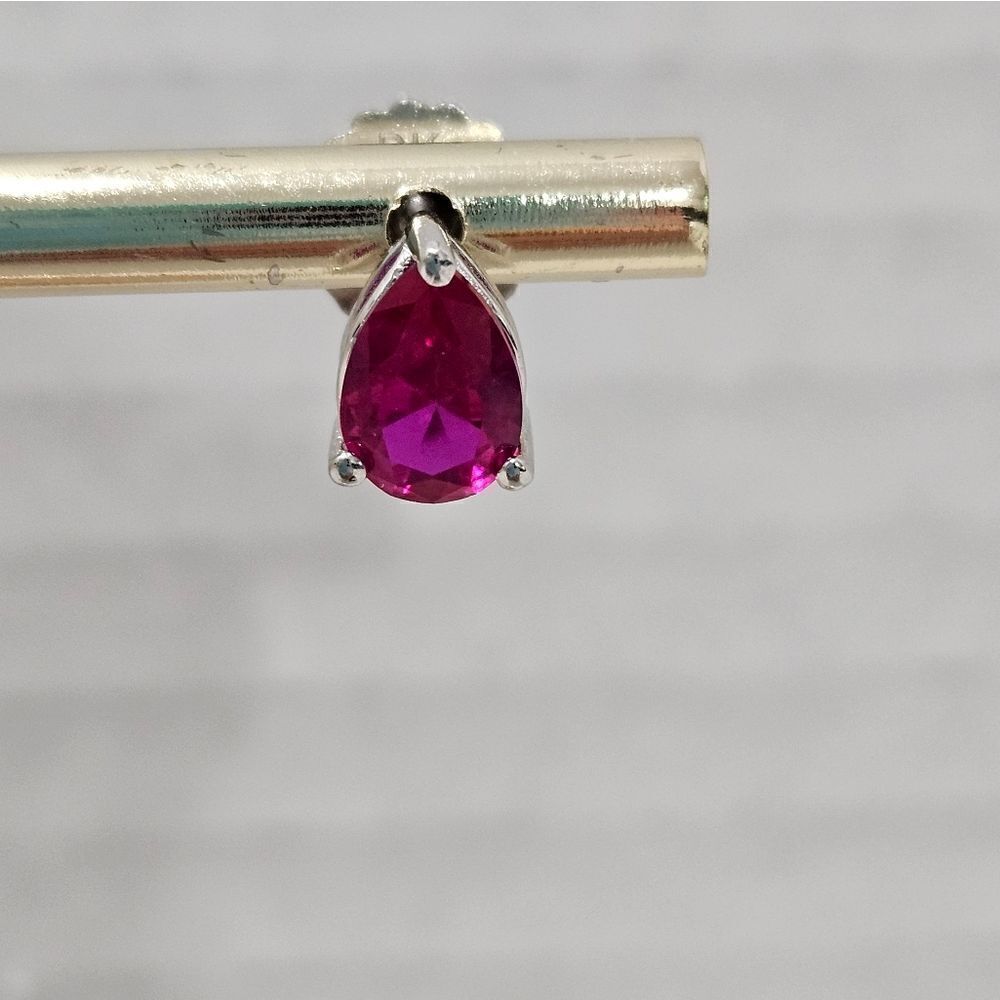 New, Created Ruby Studs, Pear Shaped. - image 2